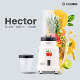 Candes Hector Nutri Blender Complete Kitchen Machine, 22000 RPM Mixer Grinder, Blender, Chopper, Juicer, Stainless Steel Blades, 2 Unbreakable Jars, 1 Years Warranty - 400-Watts (Ivory)